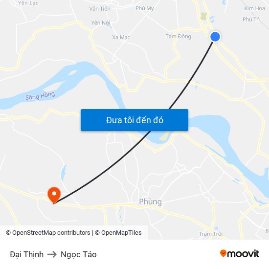 Đại Thịnh to Ngọc Tảo map