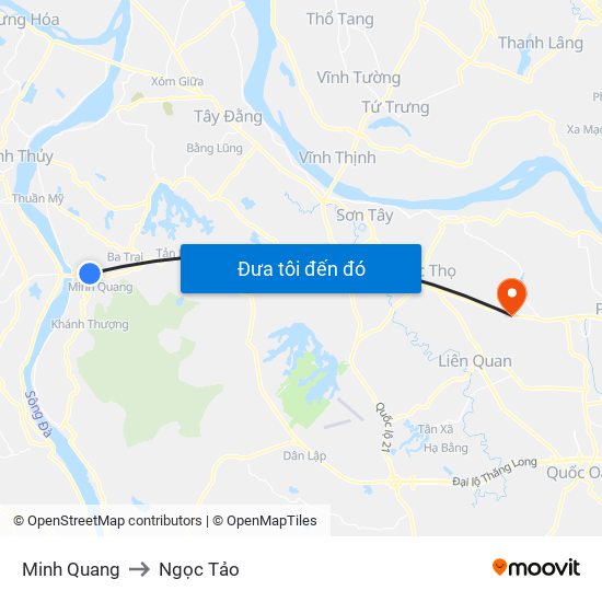 Minh Quang to Ngọc Tảo map