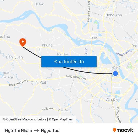 Ngô Thì Nhậm to Ngọc Tảo map