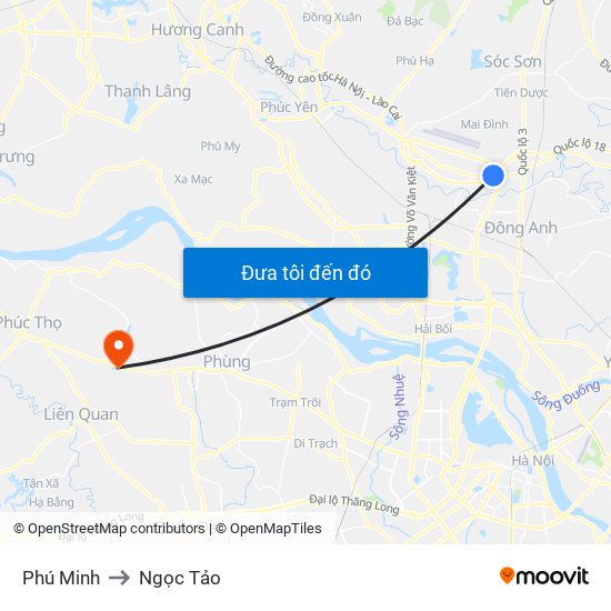 Phú Minh to Ngọc Tảo map