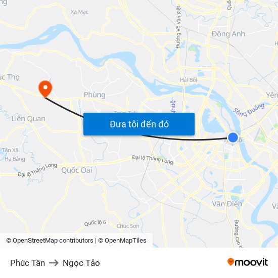 Phúc Tân to Ngọc Tảo map