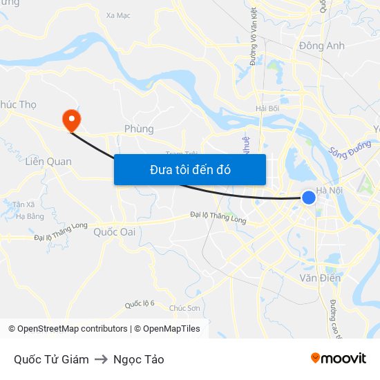 Quốc Tử Giám to Ngọc Tảo map