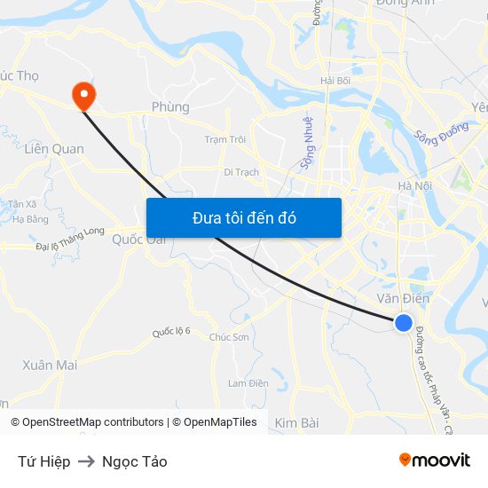 Tứ Hiệp to Ngọc Tảo map