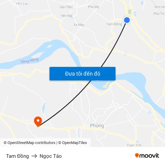 Tam Đồng to Ngọc Tảo map