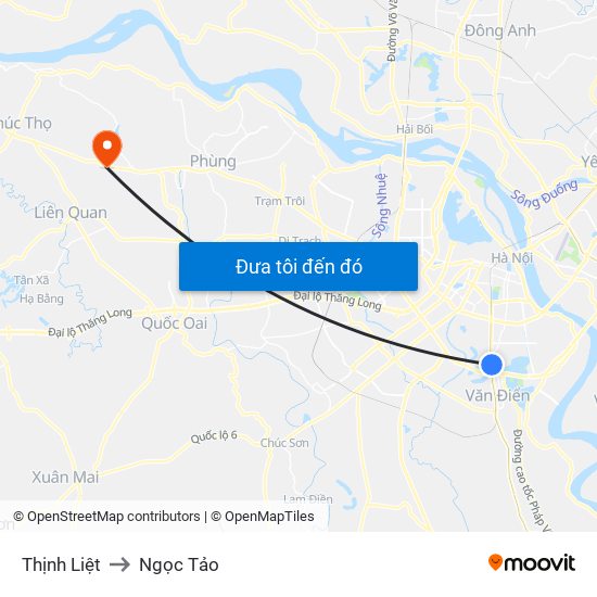 Thịnh Liệt to Ngọc Tảo map