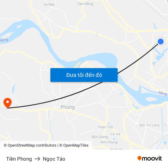 Tiền Phong to Ngọc Tảo map