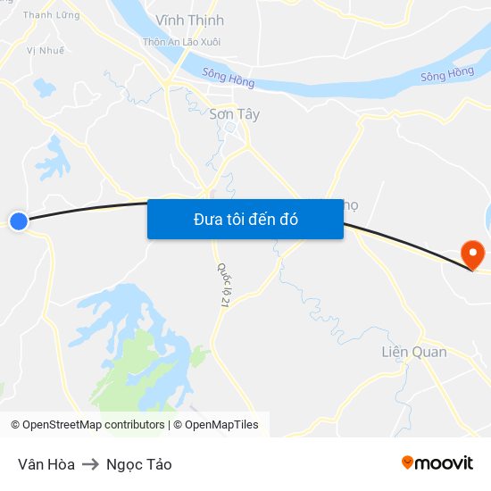 Vân Hòa to Ngọc Tảo map