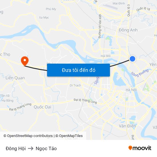 Đông Hội to Ngọc Tảo map