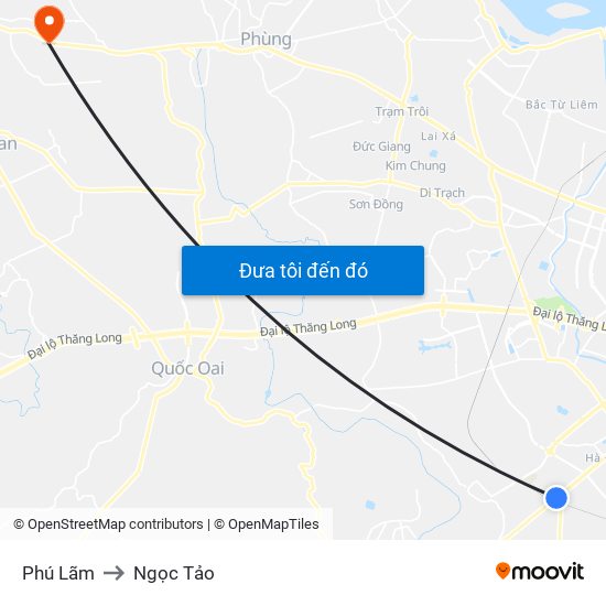 Phú Lãm to Ngọc Tảo map