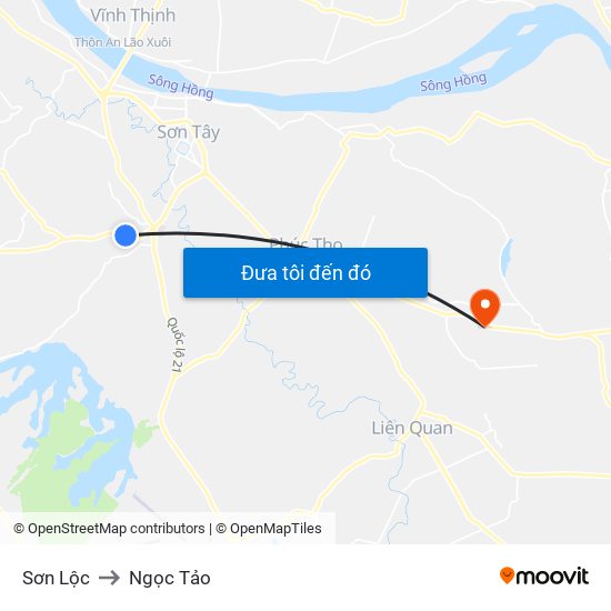 Sơn Lộc to Ngọc Tảo map
