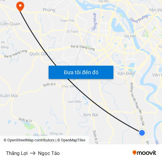Thắng Lợi to Ngọc Tảo map