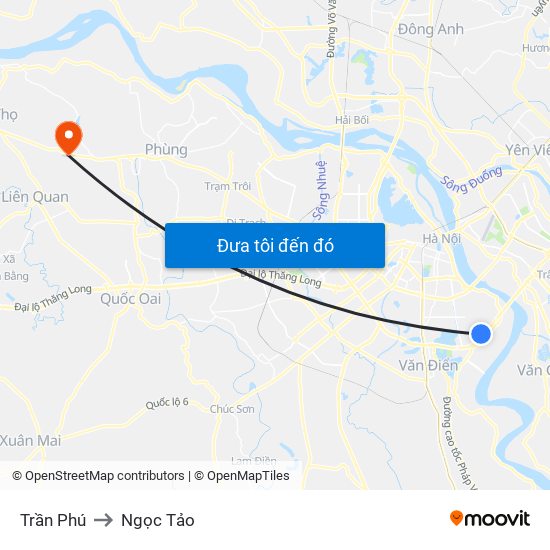 Trần Phú to Ngọc Tảo map