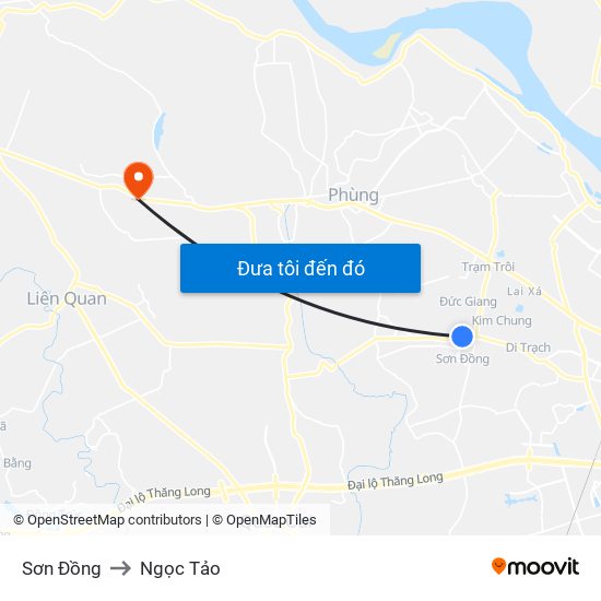 Sơn Đồng to Ngọc Tảo map