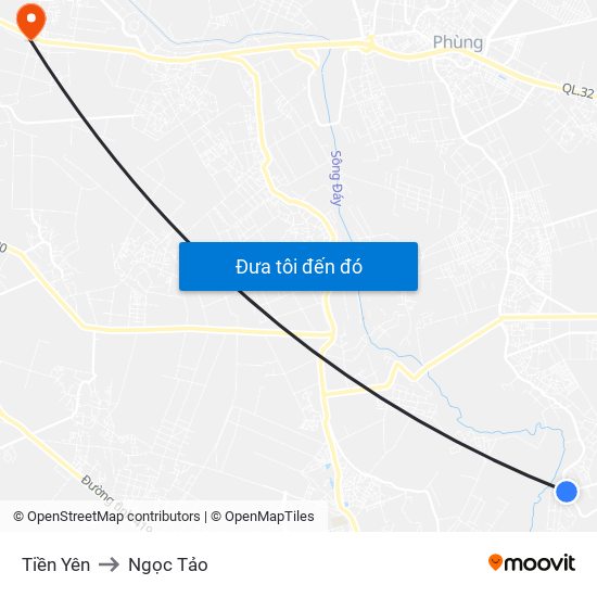 Tiền Yên to Ngọc Tảo map