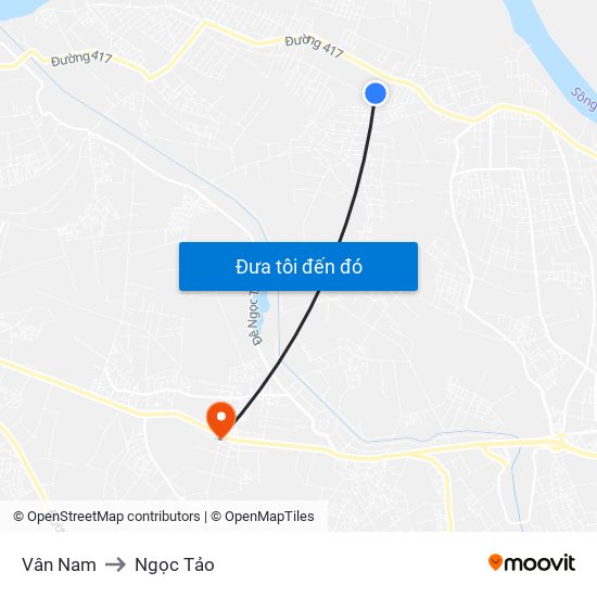 Vân Nam to Ngọc Tảo map