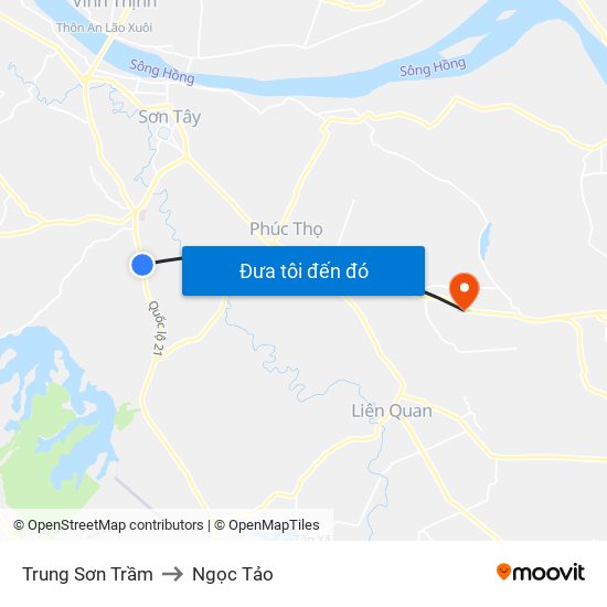 Trung Sơn Trầm to Ngọc Tảo map