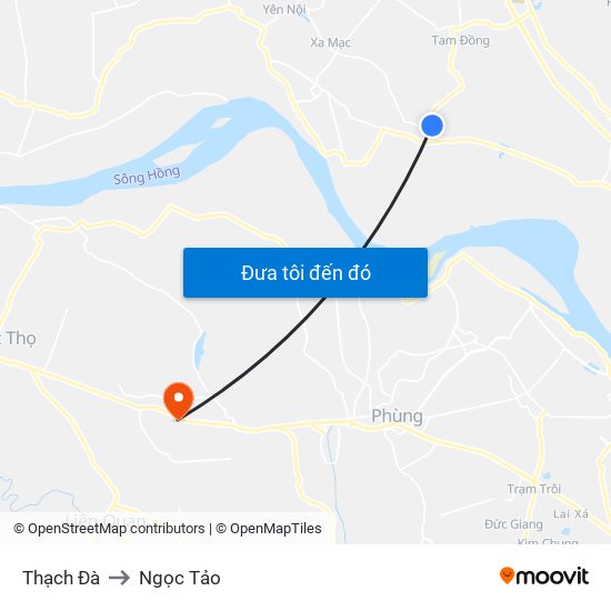 Thạch Đà to Ngọc Tảo map