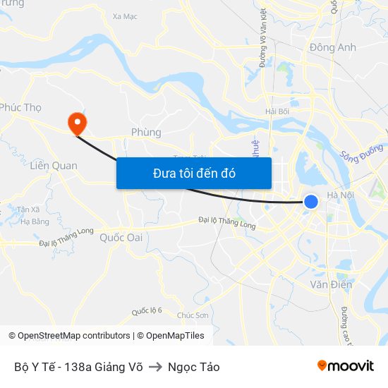 Bộ Y Tế - 138a Giảng Võ to Ngọc Tảo map
