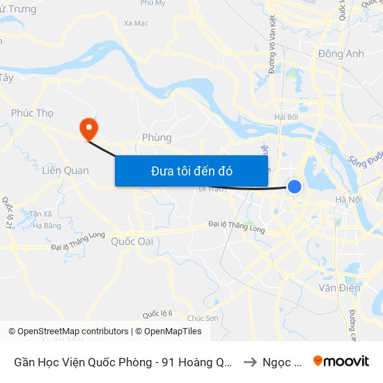 Gần Học Viện Quốc Phòng - 91 Hoàng Quốc Việt to Ngọc Tảo map
