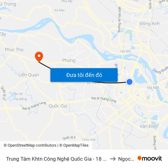 Trung Tâm Khtn Công Nghệ Quốc Gia - 18 Hoàng Quốc Việt to Ngọc Tảo map