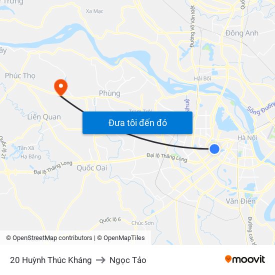 20 Huỳnh Thúc Kháng to Ngọc Tảo map