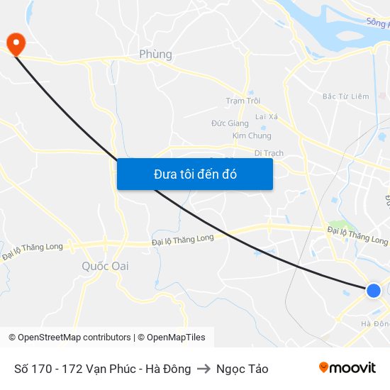 Số 170 - 172 Vạn Phúc - Hà Đông to Ngọc Tảo map