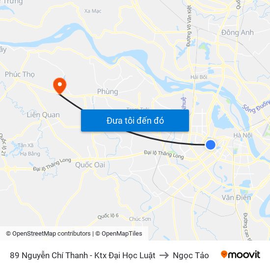 89 Nguyễn Chí Thanh - Ktx Đại Học Luật to Ngọc Tảo map