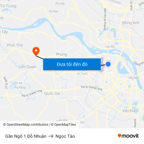 Gần Ngõ 1 Đỗ Nhuận to Ngọc Tảo map