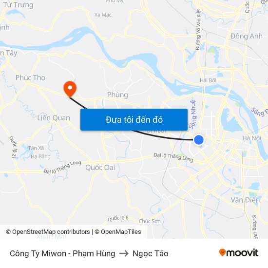 Công Ty Miwon - Phạm Hùng to Ngọc Tảo map