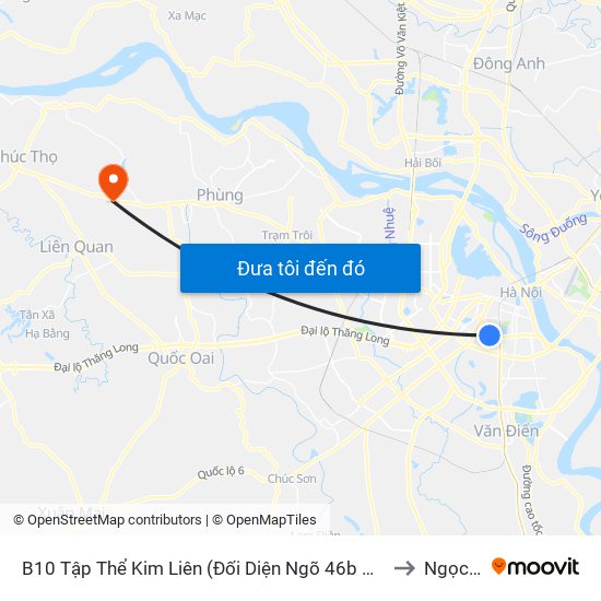 B10 Tập Thể Kim Liên (Đối Diện Ngõ 46b Phạm Ngọc Thạch) to Ngọc Tảo map