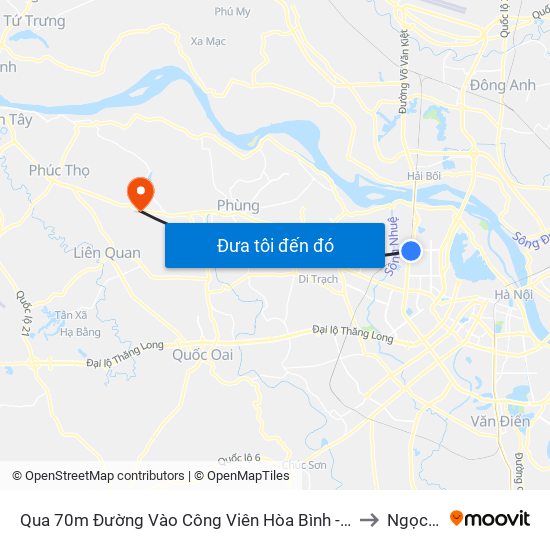 Qua 70m Đường Vào Công Viên Hòa Bình - Phạm Văn Đồng to Ngọc Tảo map