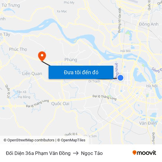 Đối Diện 36a Phạm Văn Đồng to Ngọc Tảo map