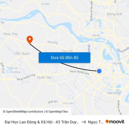 Đại Học Lao Động & Xã Hội - 43 Trần Duy Hưng to Ngọc Tảo map