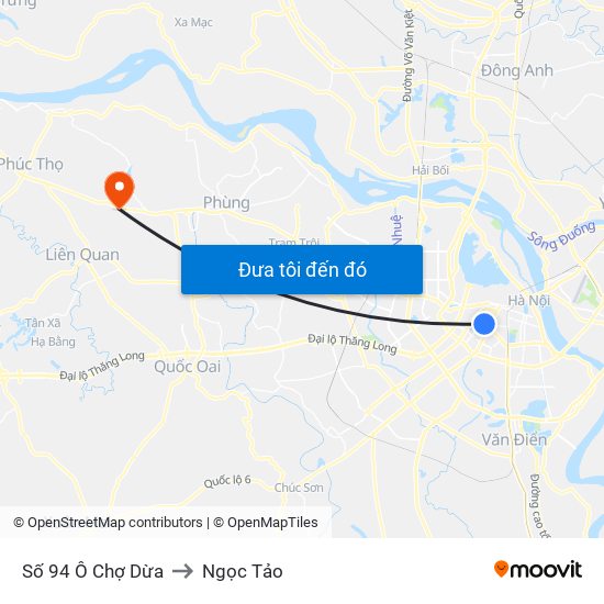 Số 94 Ô Chợ Dừa to Ngọc Tảo map
