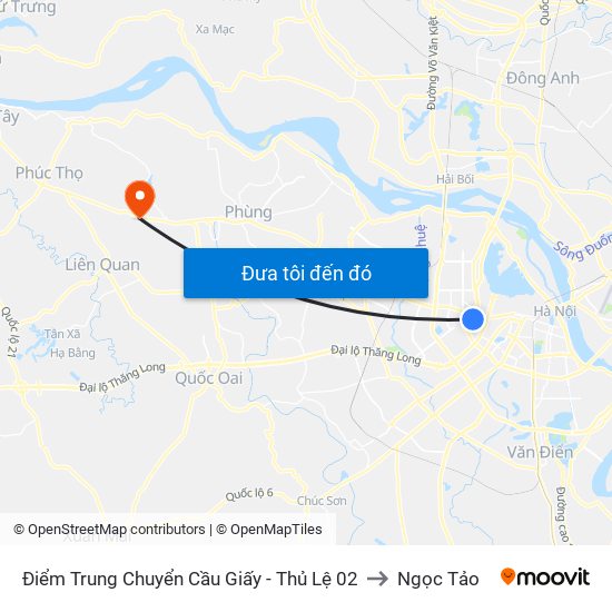 Điểm Trung Chuyển Cầu Giấy - Thủ Lệ 02 to Ngọc Tảo map