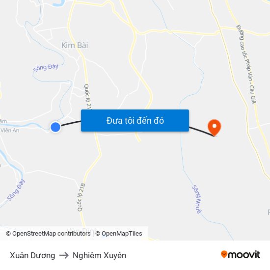 Xuân Dương to Nghiêm Xuyên map