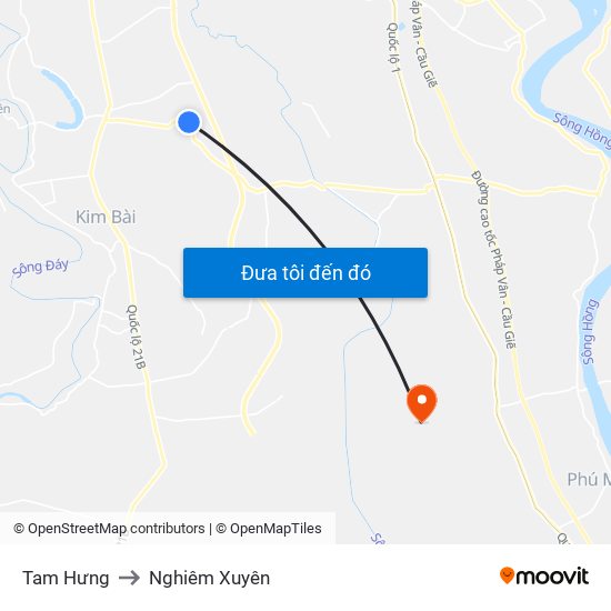 Tam Hưng to Nghiêm Xuyên map