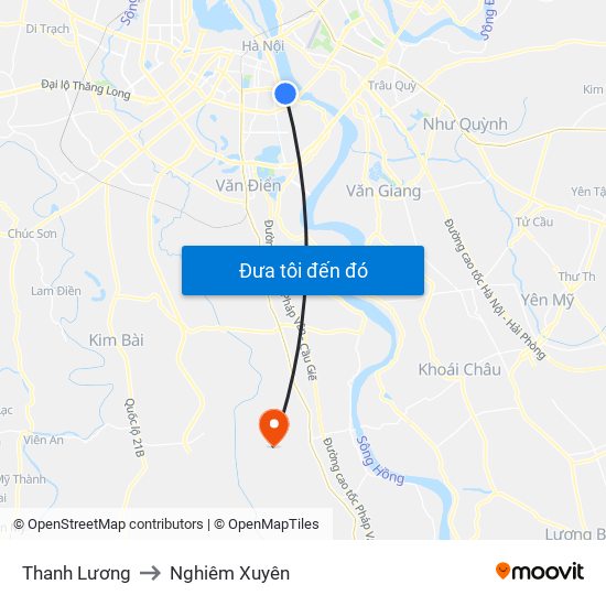 Thanh Lương to Nghiêm Xuyên map