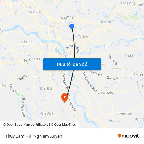 Thuỵ Lâm to Nghiêm Xuyên map