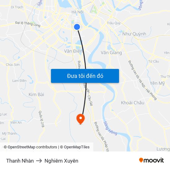 Thanh Nhàn to Nghiêm Xuyên map