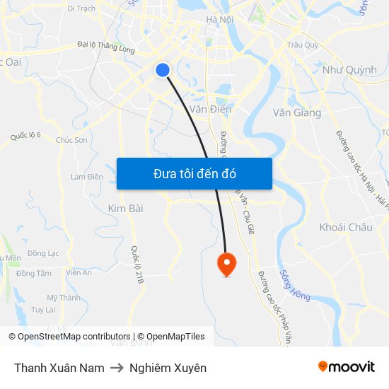Thanh Xuân Nam to Nghiêm Xuyên map