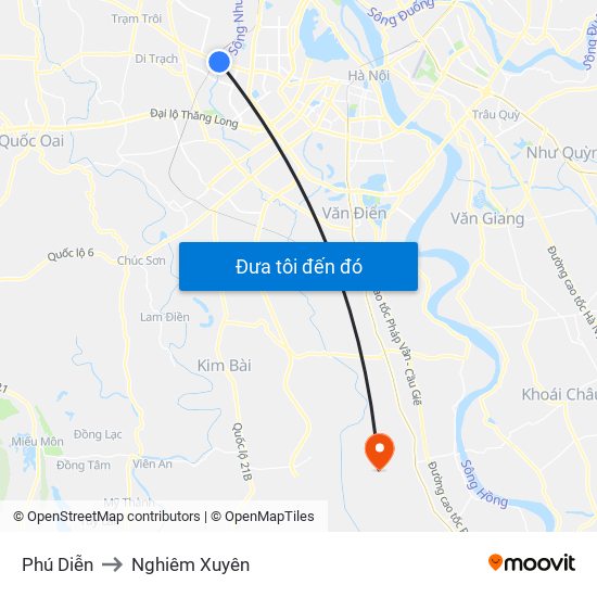 Phú Diễn to Nghiêm Xuyên map