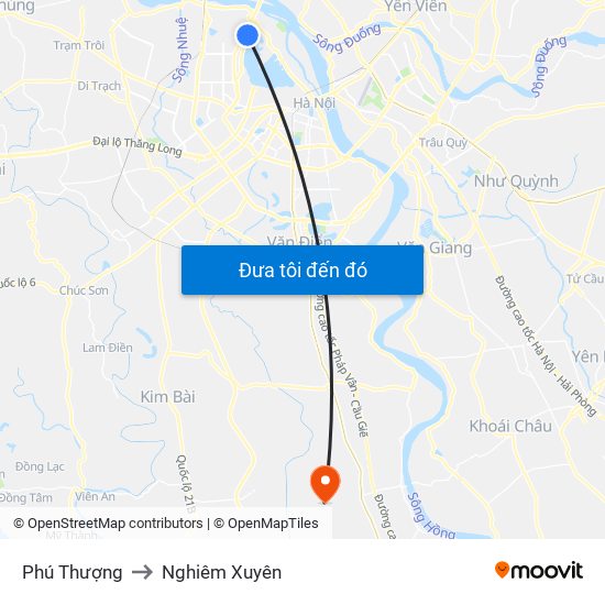 Phú Thượng to Nghiêm Xuyên map