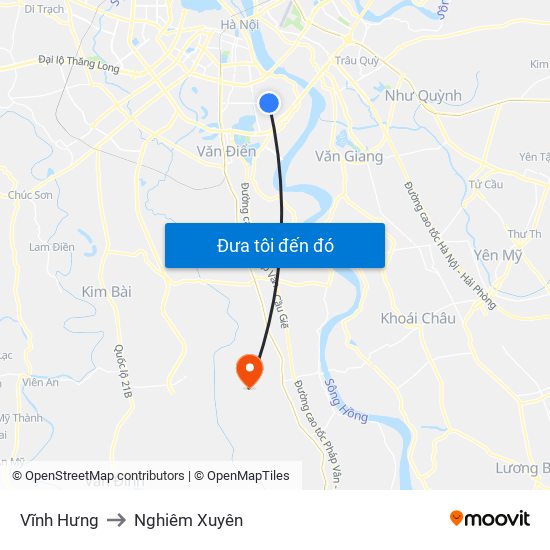 Vĩnh Hưng to Nghiêm Xuyên map