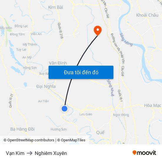 Vạn Kim to Nghiêm Xuyên map