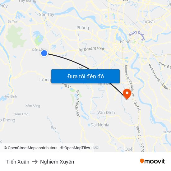 Tiến Xuân to Nghiêm Xuyên map