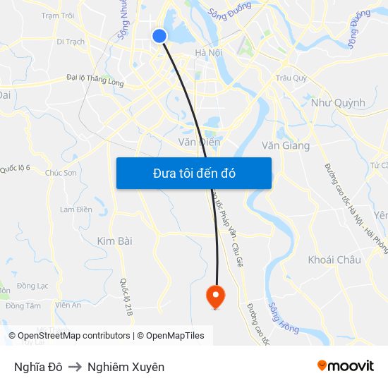 Nghĩa Đô to Nghiêm Xuyên map