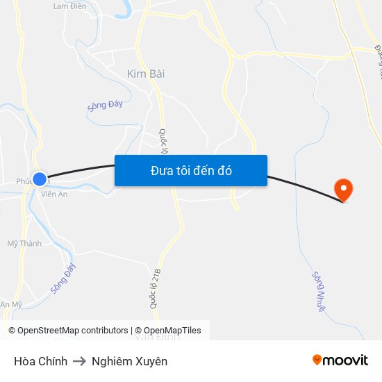 Hòa Chính to Nghiêm Xuyên map