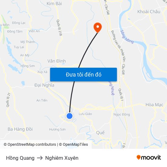 Hồng Quang to Nghiêm Xuyên map