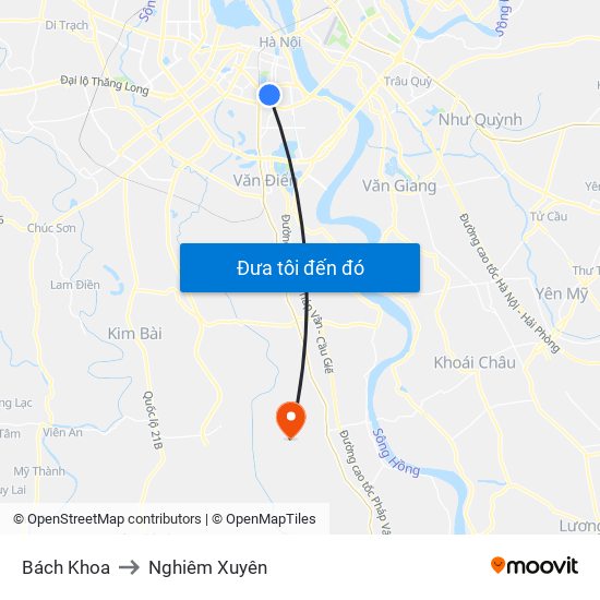 Bách Khoa to Nghiêm Xuyên map